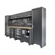 Werkzeugschrank Set - 392 cm Wandlänge, Hohe Schränke, 14 Schubladen, Mülleimer, Hängeschrank  - Mattschwarz - 392x61x200 cm