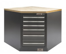 Eckwerkbank 107 x 107 x 95 cm - Eckschrank mit Hartholzplatte