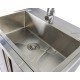 Werkzeugschrank Mattschwarz aus Metall mit 2 Türen und Waschbecken aus Edelstahl 72 x 60 x 94,5 cm