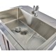 Werkzeugschrank Mattschwarz aus Metall mit 2 Türen und Waschbecken aus Edelstahl 72 x 60 x 94,5 cm