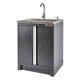 Werkzeugschrank Mattschwarz aus Metall mit 2 Türen und Waschbecken aus Edelstahl 72 x 60 x 94,5 cm