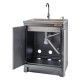 Werkzeugschrank Mattschwarz aus Metall mit 2 Türen und Waschbecken aus Edelstahl 72 x 60 x 94,5 cm