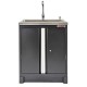 Werkzeugschrank Mattschwarz aus Metall mit 2 Türen und Waschbecken aus Edelstahl 72 x 60 x 94,5 cm