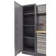 Werkstatt Set mit Hartholzplatte, Lochwand Mattschwarz, 3 x Hängeschrank - 11 Schubladen - 264 x 46 x 94,6 cm