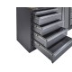 Werkstatt Set mit Hartholzplatte, Lochwand Mattschwarz, Hängeschrank, Werkzeugschrank 5 Schubladen - 136 cm