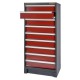 Professioneller Werkzeugschrank dunkelrot - Werkstattschrank 155 cm. hoch mit 9 Schubladen.