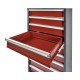 Professioneller Werkzeugschrank dunkelrot - Werkstattschrank 155 cm. hoch mit 9 Schubladen.