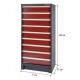 Professioneller Werkzeugschrank dunkelrot - Werkstattschrank 155 cm. hoch mit 9 Schubladen.