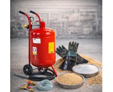 XL Strahlkessel Komplett-Set – mobiler Sandstrahlkessel inkl. Soda-Set & Strahlmittel