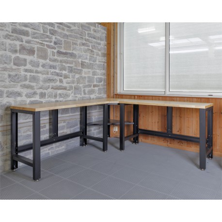 Werkbank Ecklösung 217 x 217 cm mit Hartholzplatte – Abverkauf