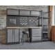 Profi Werkstatteinrichtung 274 x 46 x 200 cm mit Lochwand, Hängeschränken, Lagerreal und Werkstatthocker