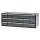 Sortimentskasten mit 18 Kunststoffboxen – Teilekasten für Transporter & Werkstatt 83x30x30 cm